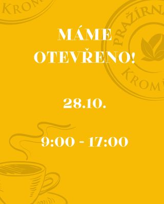 Na státní svátek 28.10. máme otevřeno 9 až 17. Těšíme se na vás!
